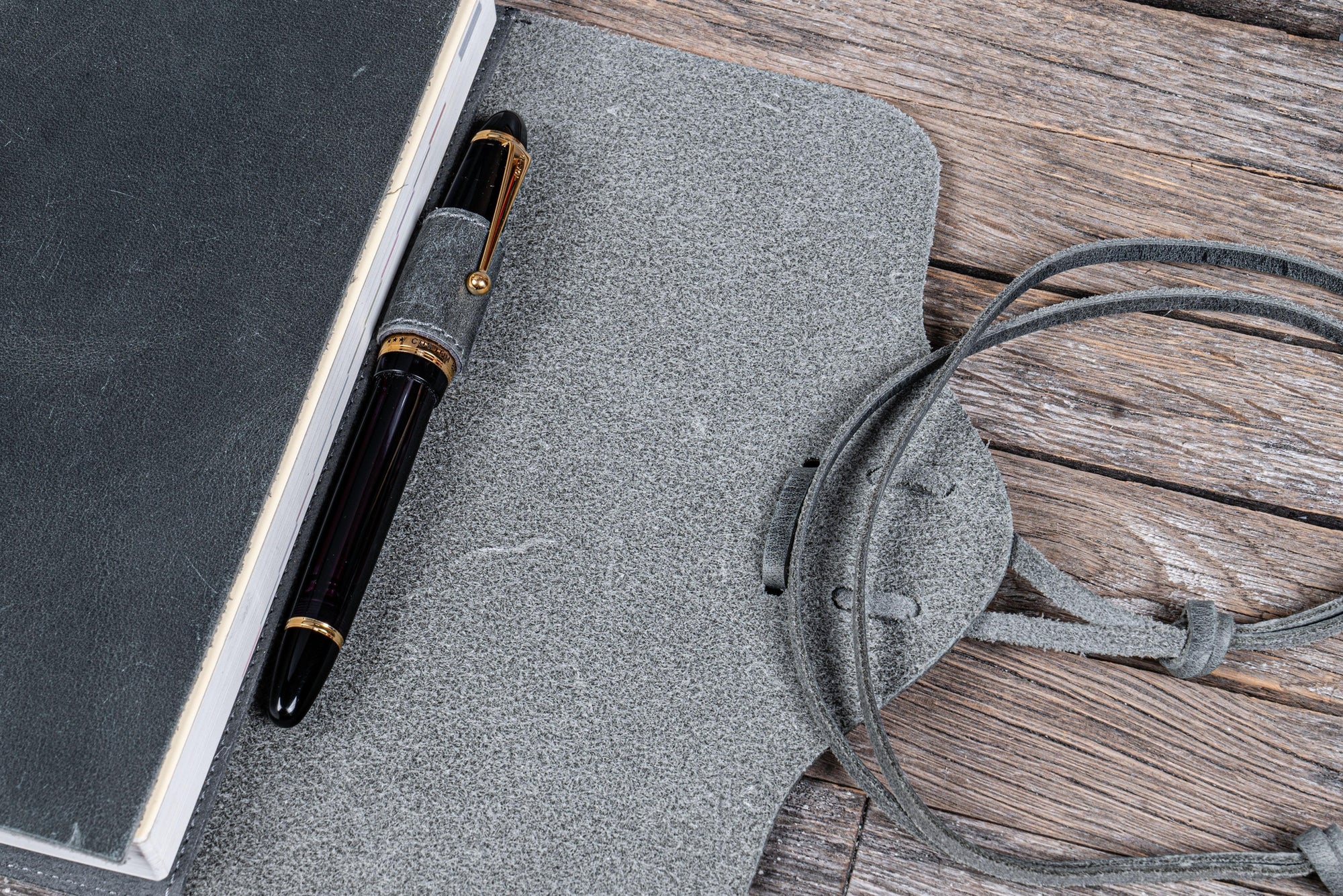 Deri Bağcıklı A5 Defter Kitap Kılıfı - Crazy Horse Smoky