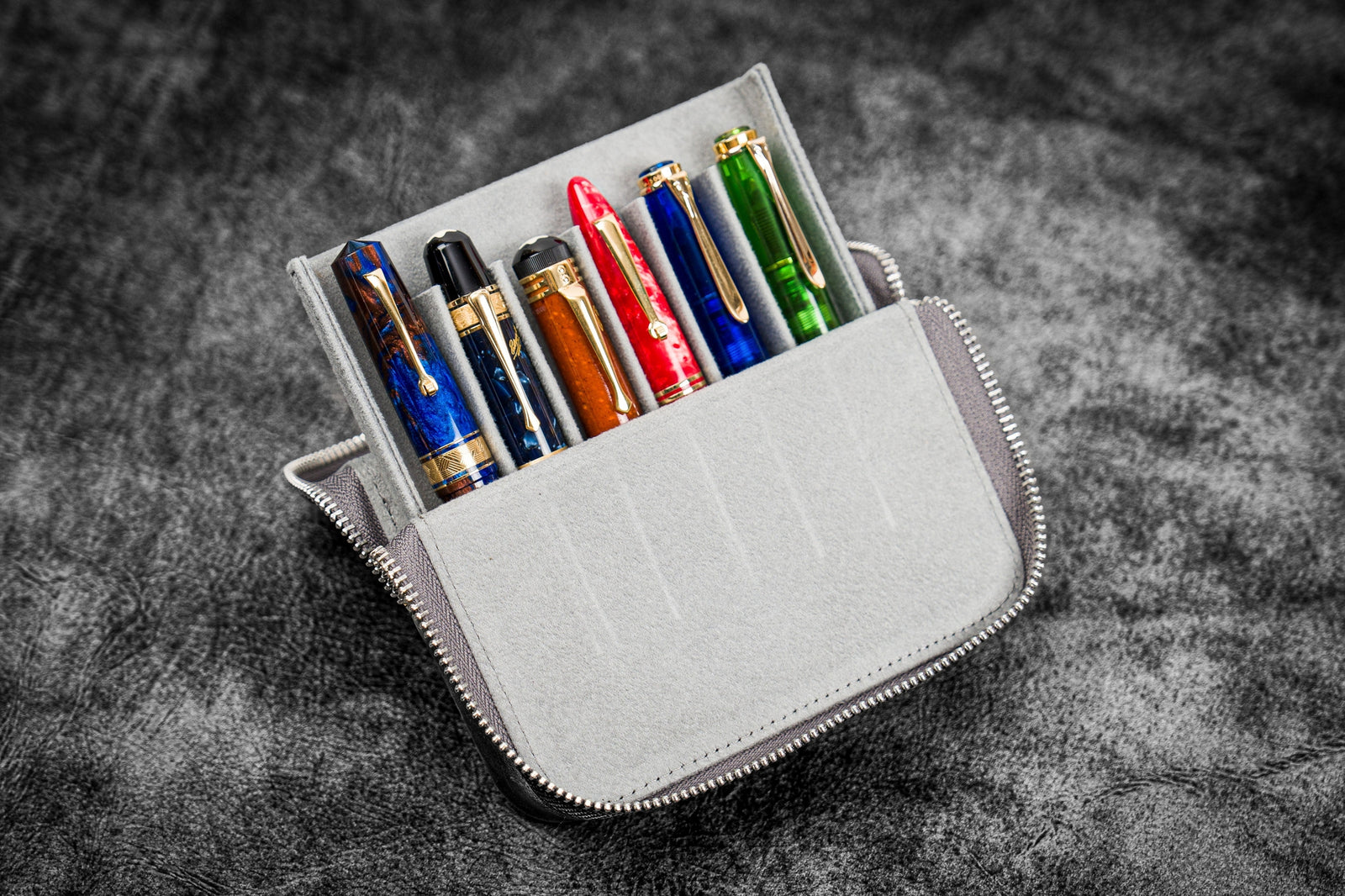 Fermuarlı Magnum Opus 6'lı Kalemlik - Crazy Horse Füme