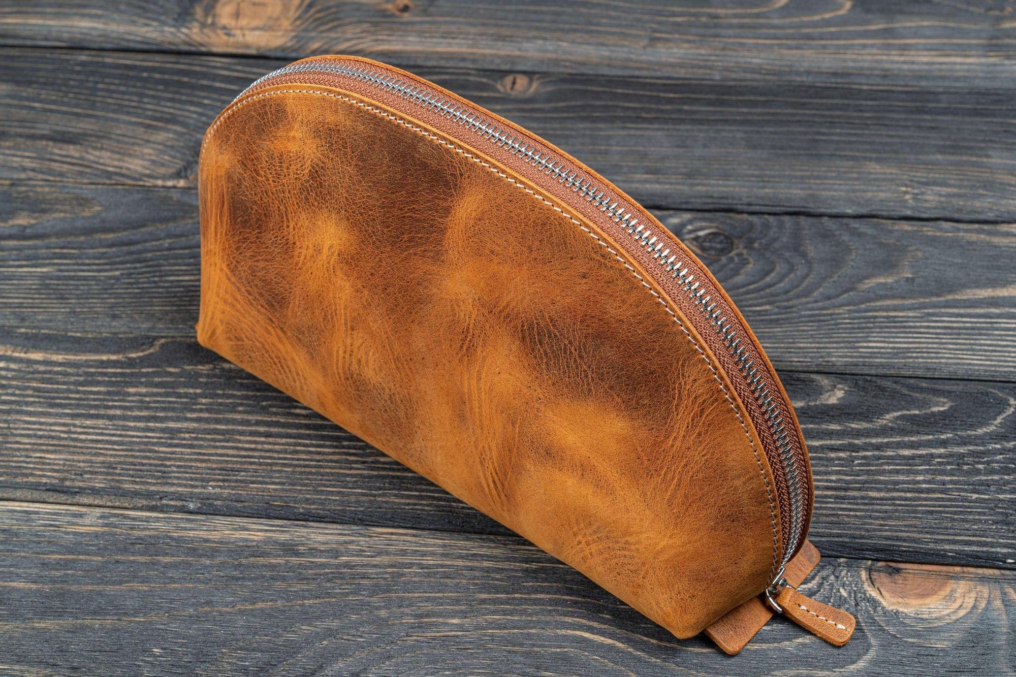 Lunar Deri Makyaj Çantası - Crazy Horse Brown