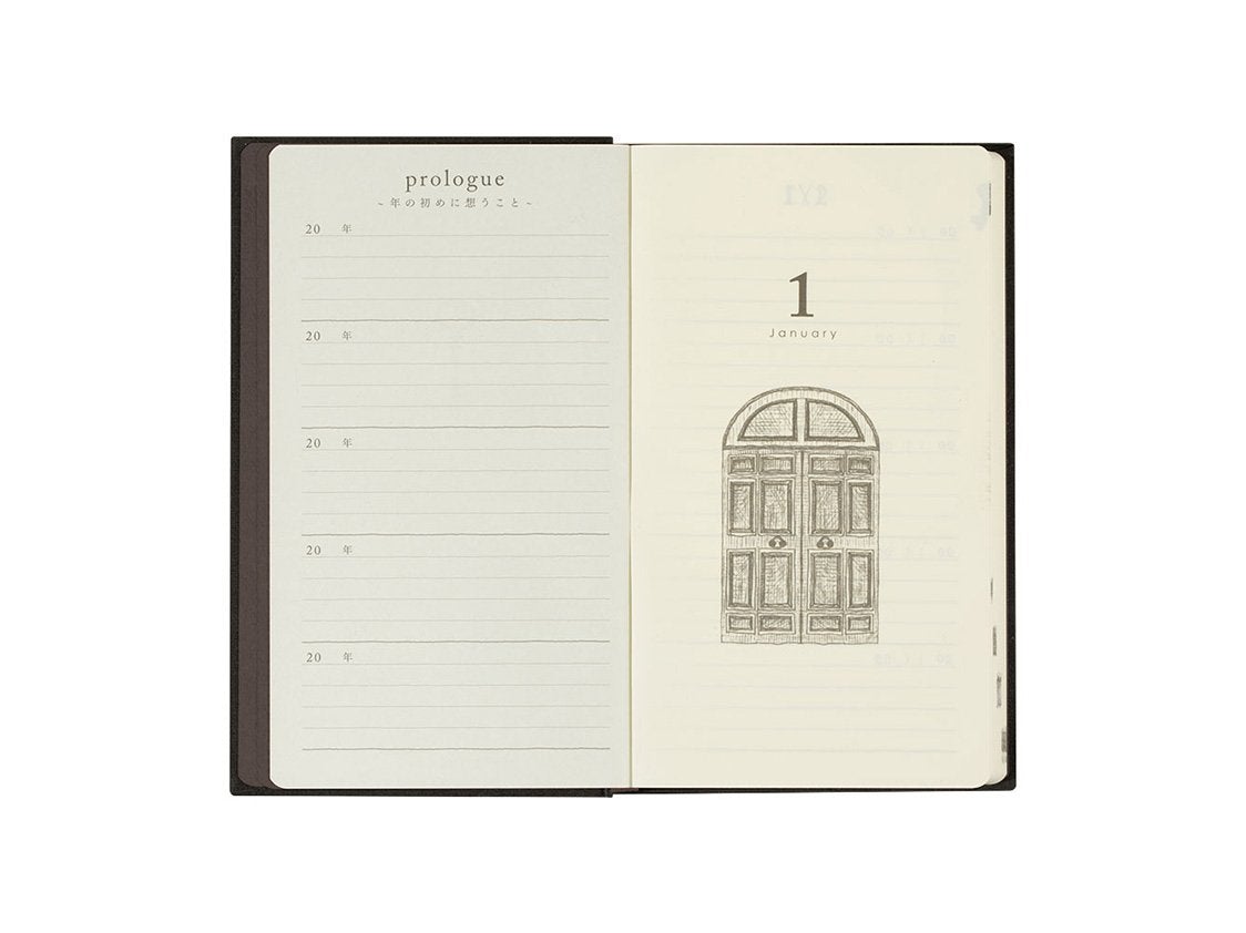 Midori 5 Yıllık Ajanda - Door - Siyah Kapak - Çizgili - 366 Sayfa